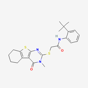 N-[2-(tert-butyl)phenyl]-2-(3-methyl-4-oxo(3,5,6,7,8-pentahydrobenzo[b]thiophe no[2,3-d]pyrimidin-2-ylthio))acetamide