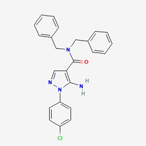 molecular formula C24H21ClN4O B12129738 [5-amino-1-(4-chlorophenyl)pyrazol-4-yl]-N,N-bisbenzylcarboxamide 