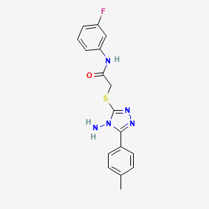 molecular formula C17H16FN5OS B12129857 2-{[4-amino-5-(4-methylphenyl)-4H-1,2,4-triazol-3-yl]sulfanyl}-N-(3-fluorophenyl)acetamide 