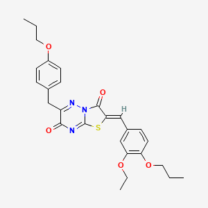 (2Z)-2-(3-ethoxy-4-propoxybenzylidene)-6-(4-propoxybenzyl)-7H-[1,3]thiazolo[3,2-b][1,2,4]triazine-3,7(2H)-dione