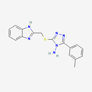 molecular formula C17H16N6S B12129969 3-[(1H-benzimidazol-2-ylmethyl)sulfanyl]-5-(3-methylphenyl)-4H-1,2,4-triazol-4-amine 