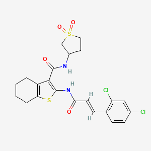 molecular formula C22H22Cl2N2O4S2 B12130009 2-{[(2E)-3-(2,4-dichlorophenyl)prop-2-enoyl]amino}-N-(1,1-dioxidotetrahydrothiophen-3-yl)-4,5,6,7-tetrahydro-1-benzothiophene-3-carboxamide 