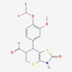 7-[4-(difluoromethoxy)-3-methoxyphenyl]-2-oxo-3,5,6,7-tetrahydro-2H-thiopyrano[2,3-d][1,3]thiazole-6-carbaldehyde