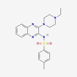 molecular formula C21H25N5O2S B12130054 N-[3-(4-ethylpiperazin-1-yl)quinoxalin-2-yl]-4-methylbenzenesulfonamide 