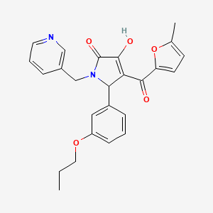 molecular formula C25H24N2O5 B12130267 3-hydroxy-4-(5-methylfuran-2-carbonyl)-5-(3-propoxyphenyl)-1-[(pyridin-3-yl)methyl]-2,5-dihydro-1H-pyrrol-2-one 