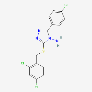 molecular formula C15H11Cl3N4S B12130271 3-[(2,4-Dichlorophenyl)methylthio]-5-(4-chlorophenyl)-1,2,4-triazole-4-ylamine 