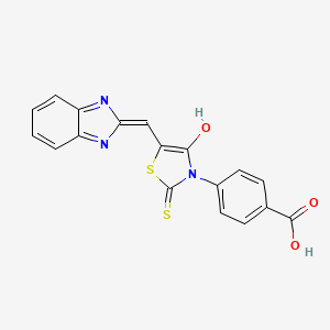 4-[(5Z)-5-(1H-benzimidazol-2-ylmethylidene)-4-oxo-2-thioxo-1,3-thiazolidin-3-yl]benzoic acid