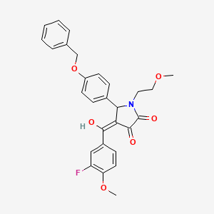 molecular formula C28H26FNO6 B12130327 5-(4-(Benzyloxy)phenyl)-4-(3-fluoro-4-methoxybenzoyl)-3-hydroxy-1-(2-methoxyethyl)-1H-pyrrol-2(5H)-one 