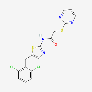 N-[5-(2,6-dichlorobenzyl)-1,3-thiazol-2-yl]-2-(pyrimidin-2-ylsulfanyl)acetamide