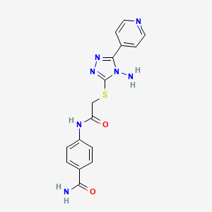 molecular formula C16H15N7O2S B12130480 4-[2-(4-Amino-5-(4-pyridyl)-1,2,4-triazol-3-ylthio)acetylamino]benzamide 