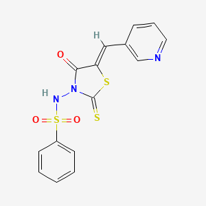 molecular formula C15H11N3O3S3 B12130551 N-[(5Z)-4-oxo-5-(pyridin-3-ylmethylidene)-2-thioxo-1,3-thiazolidin-3-yl]benzenesulfonamide CAS No. 366808-29-9