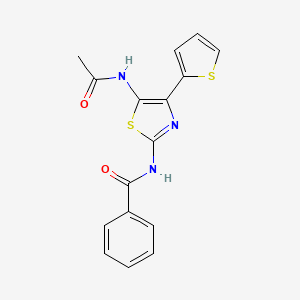 molecular formula C16H13N3O2S2 B12130568 N-(5-Acetylamino-4-thiophen-2-yl-thiazol-2-yl)-benzamide 