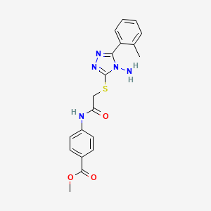 molecular formula C19H19N5O3S B12130591 methyl 4-[({[4-amino-5-(2-methylphenyl)-4H-1,2,4-triazol-3-yl]sulfanyl}acetyl)amino]benzoate 