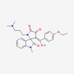 molecular formula C26H29N3O5 B12130612 1'-[3-(dimethylamino)propyl]-3'-[(4-ethoxyphenyl)carbonyl]-4'-hydroxy-1-methylspiro[indole-3,2'-pyrrole]-2,5'(1H,1'H)-dione 