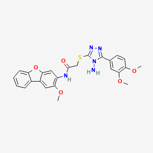 molecular formula C25H23N5O5S B12130706 2-[4-amino-5-(3,4-dimethoxyphenyl)(1,2,4-triazol-3-ylthio)]-N-(2-methoxybenzo[3,4-b]benzo[d]furan-3-yl)acetamide 