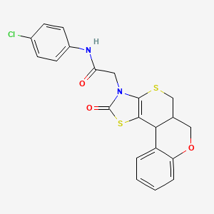 molecular formula C21H17ClN2O3S2 B12130771 N-(4-Chloro-phenyl)-2-(2-oxo-5a,11b-dihydro-5H,6H-7-oxa-1,4-dithia-3-aza-cyclopenta[c]phenanthren-3-yl)-acetamide 