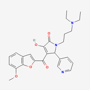 molecular formula C26H29N3O5 B12130793 1-[3-(diethylamino)propyl]-3-hydroxy-4-[(7-methoxy-1-benzofuran-2-yl)carbonyl]-5-(3-pyridinyl)-1,5-dihydro-2H-pyrrol-2-one 