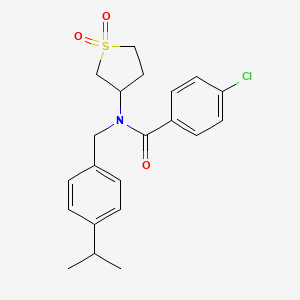 molecular formula C21H24ClNO3S B12130810 4-chloro-N-(1,1-dioxidotetrahydrothiophen-3-yl)-N-[4-(propan-2-yl)benzyl]benzamide 