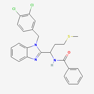 molecular formula C25H23Cl2N3OS B12130847 N-{1-[1-(3,4-dichlorobenzyl)-1H-benzimidazol-2-yl]-3-(methylsulfanyl)propyl}benzamide 