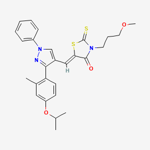 (5Z)-3-(3-methoxypropyl)-5-({3-[2-methyl-4-(propan-2-yloxy)phenyl]-1-phenyl-1H-pyrazol-4-yl}methylidene)-2-thioxo-1,3-thiazolidin-4-one