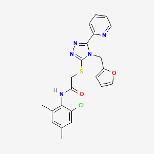 molecular formula C22H20ClN5O2S B12130874 N-(2-chloro-4,6-dimethylphenyl)-2-{[4-(furan-2-ylmethyl)-5-(pyridin-2-yl)-4H-1,2,4-triazol-3-yl]sulfanyl}acetamide 