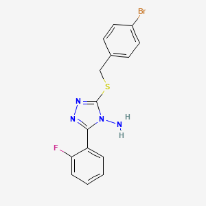 molecular formula C15H12BrFN4S B12130957 5-[(4-Bromophenyl)methylthio]-3-(2-fluorophenyl)-1,2,4-triazole-4-ylamine 