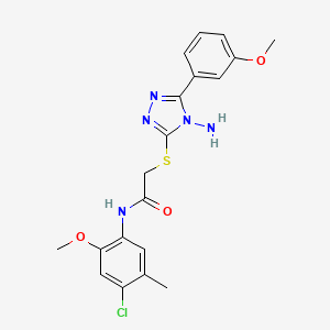 molecular formula C19H20ClN5O3S B12130992 2-[4-amino-5-(3-methoxyphenyl)(1,2,4-triazol-3-ylthio)]-N-(4-chloro-2-methoxy-5-methylphenyl)acetamide 