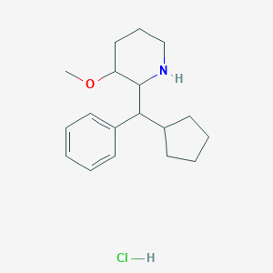 molecular formula C18H28ClNO B012131 2-(alpha-Cyclopentylbenzyl)-3-methoxypiperidine hydrochloride CAS No. 19974-65-3