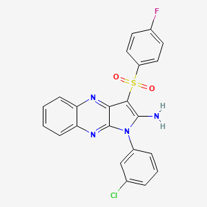 molecular formula C22H14ClFN4O2S B12131082 1-(3-chlorophenyl)-3-(4-fluorobenzenesulfonyl)-1H-pyrrolo[2,3-b]quinoxalin-2-amine 