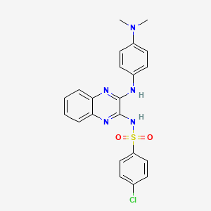 molecular formula C22H20ClN5O2S B12131097 4-chloro-N-(3-{[4-(dimethylamino)phenyl]amino}quinoxalin-2-yl)benzene-1-sulfonamide 