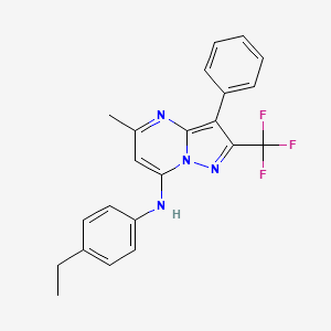 molecular formula C22H19F3N4 B12131098 N-(4-ethylphenyl)-5-methyl-3-phenyl-2-(trifluoromethyl)pyrazolo[1,5-a]pyrimidin-7-amine 