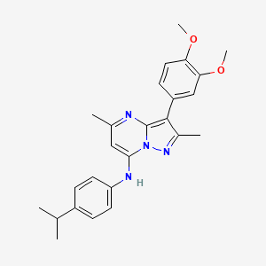 molecular formula C25H28N4O2 B12131119 3-(3,4-dimethoxyphenyl)-2,5-dimethyl-N-[4-(propan-2-yl)phenyl]pyrazolo[1,5-a]pyrimidin-7-amine 