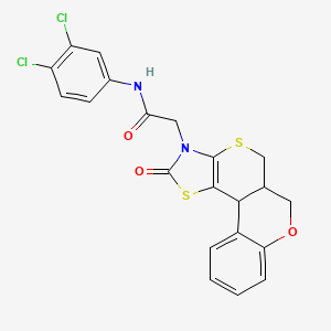 molecular formula C21H16Cl2N2O3S2 B12131120 N-(3,4-Dichloro-phenyl)-2-(2-oxo-5a,11b-dihydro-5H,6H-7-oxa-1,4-dithia-3-aza-cyclopenta[c]phenanthren-3-yl)-acetamide 