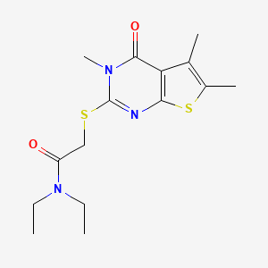 N,N-diethyl-2-(3,5,6-trimethyl-4-oxo(3-hydrothiopheno[2,3-d]pyrimidin-2-ylthio))acetamide