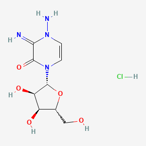 molecular formula C9H15ClN4O5 B1213117 4-Amino-3,4-dihydro-3-imino-1-beta-D-ribofuranosyl-2(1H)-pyrazinone monohydrochloride CAS No. 83831-25-8