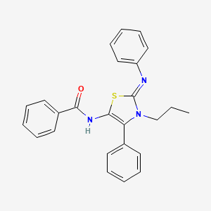 molecular formula C25H23N3OS B12131173 N-[(2E)-4-phenyl-2-(phenylimino)-3-propyl-2,3-dihydro-1,3-thiazol-5-yl]benzamide 