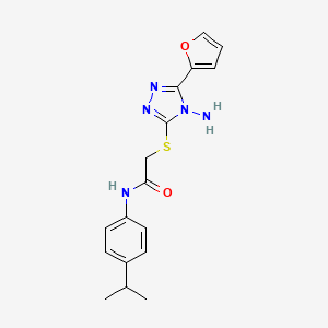 molecular formula C17H19N5O2S B12131222 2-{[4-amino-5-(furan-2-yl)-4H-1,2,4-triazol-3-yl]sulfanyl}-N-[4-(propan-2-yl)phenyl]acetamide 