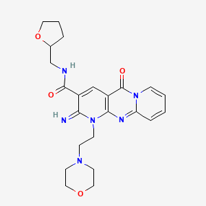 molecular formula C23H28N6O4 B12131337 [2-imino-1-(2-morpholin-4-ylethyl)-5-oxo(1,6-dihydropyridino[1,2-a]pyridino[2, 3-d]pyrimidin-3-yl)]-N-(oxolan-2-ylmethyl)carboxamide 