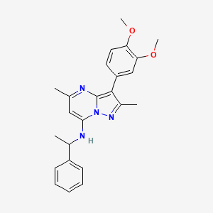 molecular formula C24H26N4O2 B12131363 3-(3,4-dimethoxyphenyl)-2,5-dimethyl-N-(1-phenylethyl)pyrazolo[1,5-a]pyrimidin-7-amine 