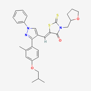 (5Z)-5-({3-[2-methyl-4-(2-methylpropoxy)phenyl]-1-phenyl-1H-pyrazol-4-yl}methylidene)-3-(tetrahydrofuran-2-ylmethyl)-2-thioxo-1,3-thiazolidin-4-one