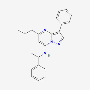 molecular formula C23H24N4 B12131392 3-phenyl-N-(1-phenylethyl)-5-propylpyrazolo[1,5-a]pyrimidin-7-amine 