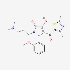 molecular formula C22H27N3O4S B12131446 1-[3-(dimethylamino)propyl]-4-[(2,4-dimethyl-1,3-thiazol-5-yl)carbonyl]-3-hydroxy-5-(2-methoxyphenyl)-1,5-dihydro-2H-pyrrol-2-one 