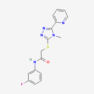 molecular formula C16H14FN5OS B12131553 N-(3-fluorophenyl)-2-{[4-methyl-5-(pyridin-2-yl)-4H-1,2,4-triazol-3-yl]sulfanyl}acetamide 