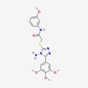 molecular formula C20H23N5O5S B12131556 2-{[4-amino-5-(3,4,5-trimethoxyphenyl)-4H-1,2,4-triazol-3-yl]sulfanyl}-N-(3-methoxyphenyl)acetamide 