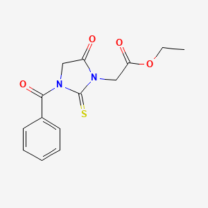 molecular formula C14H14N2O4S B12131598 Ethyl 2-(3-benzoyl-5-oxo-2-thioxoimidazolidin-1-yl)acetate 