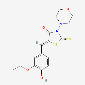 molecular formula C16H18N2O4S2 B12131635 (5Z)-5-(3-ethoxy-4-hydroxybenzylidene)-3-(morpholin-4-yl)-2-thioxo-1,3-thiazolidin-4-one 