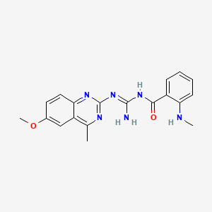 molecular formula C19H20N6O2 B12131721 N-{amino[(6-methoxy-4-methylquinazolin-2-yl)amino]methylidene}-2-(methylamino)benzamide 