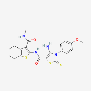 4-amino-3-(4-methoxyphenyl)-N-[3-(methylcarbamoyl)-4,5,6,7-tetrahydro-1-benzothiophen-2-yl]-2-thioxo-2,3-dihydro-1,3-thiazole-5-carboxamide