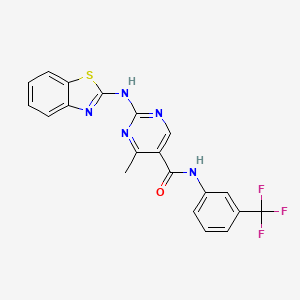 molecular formula C20H14F3N5OS B12131773 2-(1,3-benzothiazol-2-ylamino)-4-methyl-N-[3-(trifluoromethyl)phenyl]pyrimidine-5-carboxamide 