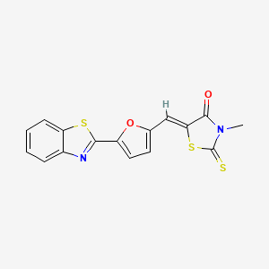 molecular formula C16H10N2O2S3 B12131785 (5Z)-5-{[5-(1,3-benzothiazol-2-yl)furan-2-yl]methylidene}-3-methyl-2-thioxo-1,3-thiazolidin-4-one 